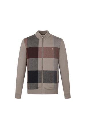 울혼방 빅체크 방풍 풀집업 니트