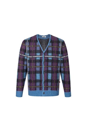 울혼방 모헤어 체크 가디건