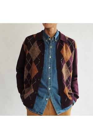 울100 아가일 카라 가디건