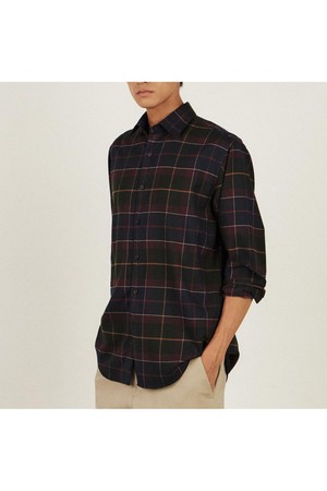 기모 폴리혼방 이지케어 미디움체크 셔츠 레귤러핏