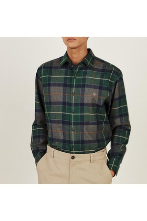 기모 폴리혼방 이지케어 미디움체크 셔츠 레귤러핏