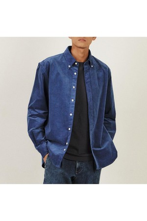 코듀로이 솔리드 캐주얼 셔츠 루즈핏