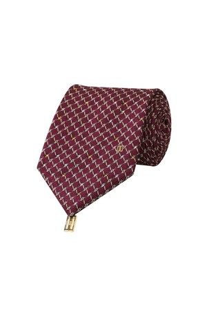 실크 혼방 큐빅 패턴 올오버 넥타이 레드