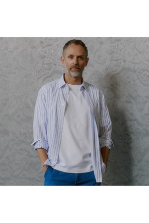 레이온혼방 스트라이프 드레스셔츠 레귤러핏