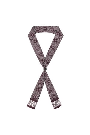 실크100 패턴 롱 스카프 레드