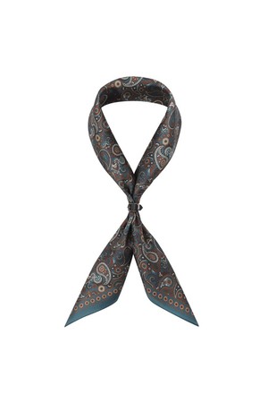 실크100 패턴 정사각 스카프 브라운