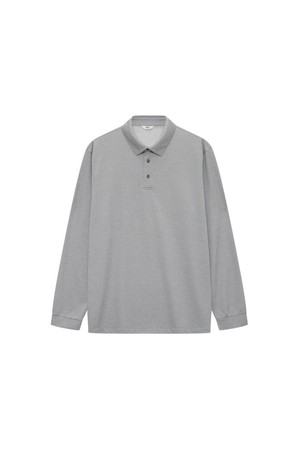 울혼방 솔리드 긴팔 카라티 그레이