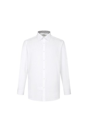 폴리혼방 이지케어 배색 네크 솔리드 드레스셔츠 레귤러핏