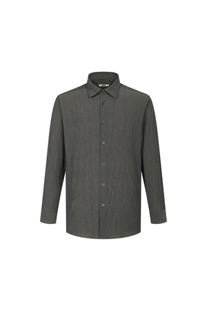 폴리혼방 플리츠 솔리드 캐주얼셔츠 레귤러핏