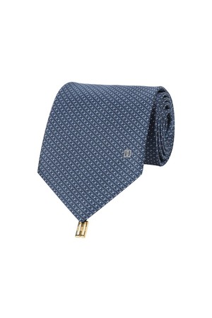 실크100 화이트도트 올오버 넥타이 블루