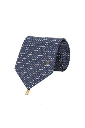 큐빅 기하학 패턴 넥타이 네이비