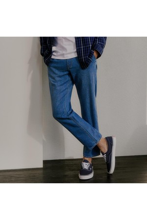 코튼 데님 팬츠 네이비