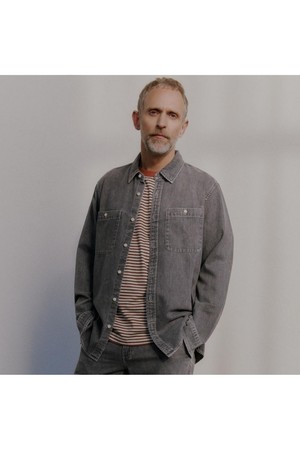 (SET-UP) 코튼 데님 셔츠 그레이