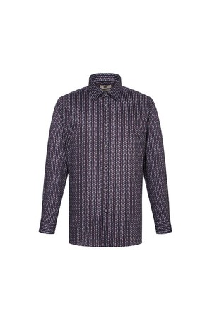 면100 드롭스퀘어 프린트 드레스셔츠 컴포트슬림핏