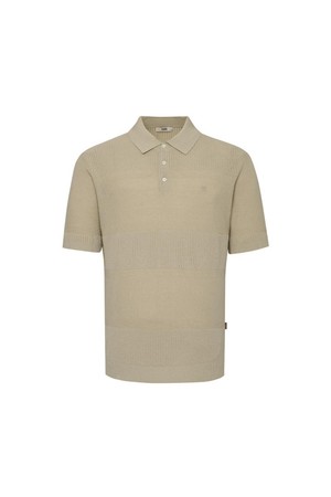 린넨혼방 블록 조직감 반팔 카라니트