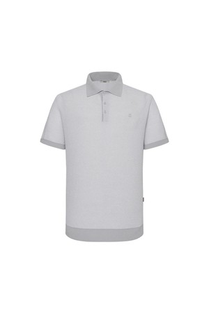 면혼방 투톤 조직감 반팔 카라니트