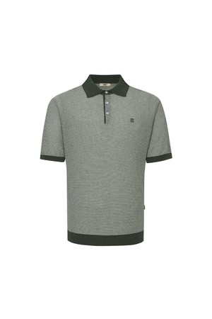 면혼방 투톤 조직감 반팔 카라니트