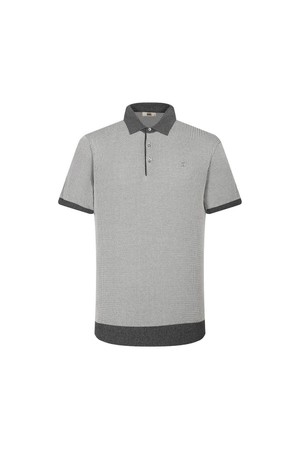 면혼방 자카드 조직감 반팔 카라니트