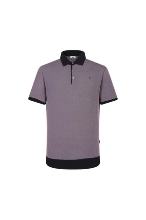 면혼방 자카드 조직감 반팔 카라니트