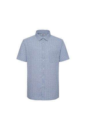 린넨혼방 이지케어 스트레치 스몰체크 캐주얼 반팔셔츠 레귤러핏