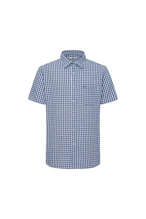 린넨혼방 이지케어 스트레치 스몰체크 캐주얼 반팔셔츠 레귤러핏