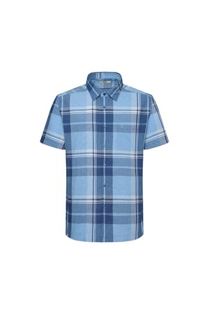 린넨혼방 미디움체크 캐주얼 반팔셔츠 레귤러핏