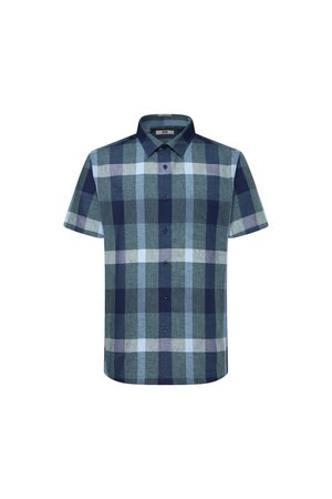 린넨혼방 빅체크 캐주얼 반팔셔츠 레귤러핏