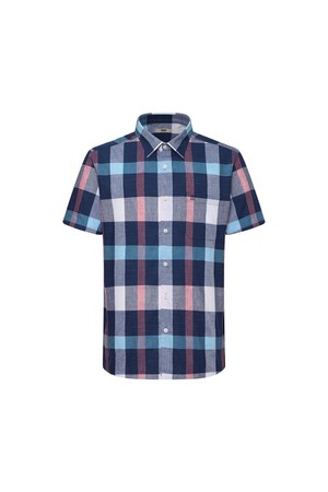 린넨혼방 빅체크 캐주얼 반팔셔츠 레귤러핏