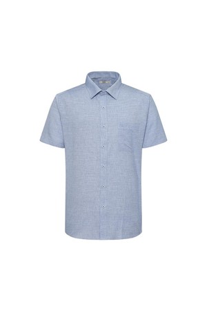 린넨혼방 이지케어 마이크로패턴 드레스 반팔셔츠 레귤러핏