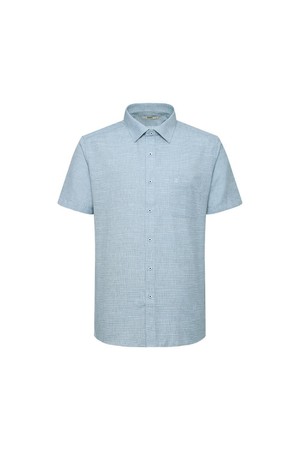 린넨혼방 이지케어 마이크로패턴 드레스 반팔셔츠 레귤러핏