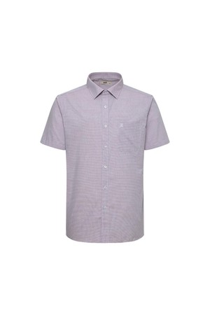 면혼방 마이크로체크패턴 드레스 반팔셔츠 레귤러핏