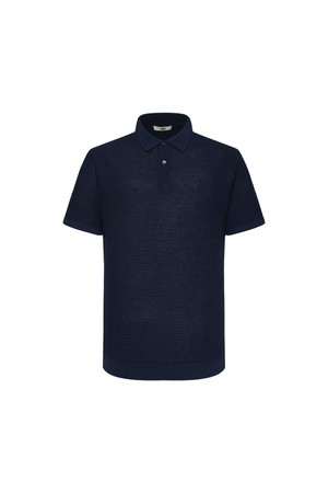 면혼방 와플 조직감 솔리드 반팔 카라니트