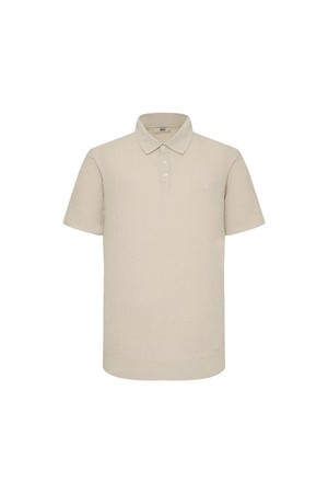 면혼방 플리츠 조직감 솔리드 반팔 카라니트