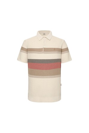 면혼방 허니콤 조직감 컬러 블록 반팔 카라니트