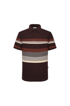 면혼방 허니콤 조직감 컬러 블록 반팔 카라니트