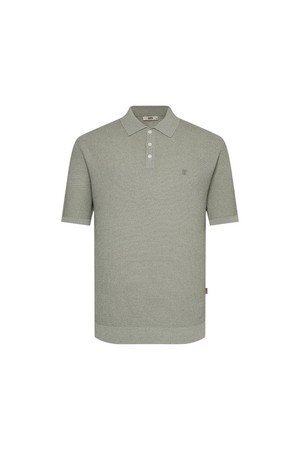 레이온혼방 워셔블 티에리 솔리드 반팔 카라니트