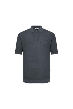 레이온혼방 워셔블 티에리 솔리드 반팔 카라니트