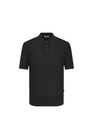 레이온혼방 워셔블 티에리 솔리드 반팔 카라니트