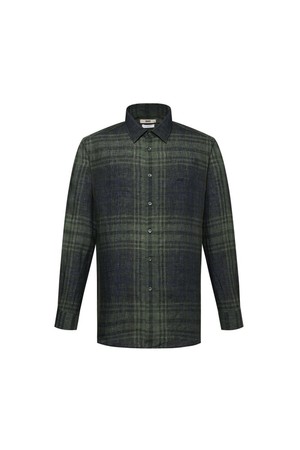 린넨100 빅체크 캐주얼 긴팔셔츠 레귤러핏