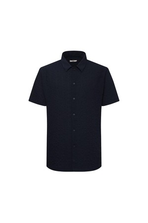 플리츠 노케어 솔리드 캐주얼 반팔셔츠 레귤러핏