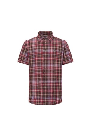 린넨100 미디움체크 캐주얼 반팔셔츠 레귤러핏