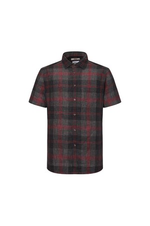 린넨100 미디움체크 캐주얼 반팔셔츠 레귤러핏