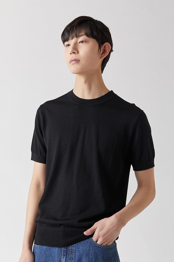 MANNERGRAM - 스웨터 - ITALY Zegna YARN 라운드니트 블랙_제냐 썸머울100