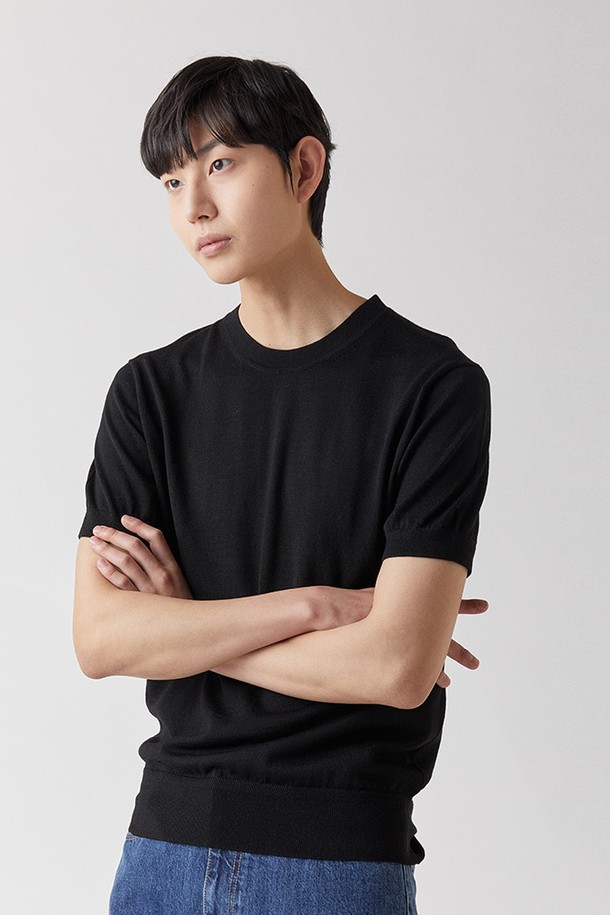 MANNERGRAM - 스웨터 - ITALY Zegna YARN 라운드니트 블랙_제냐 썸머울100