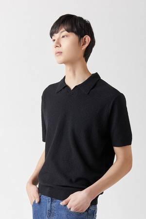 시슬로 부클레 오픈카라니트 블랙_그린라벨