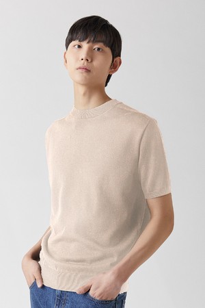 캐시미어 수피마 펀칭 라운드니트 라이트베이지_홀가먼트