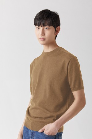 캐시미어 수피마 펀칭 라운드니트 다크베이지_홀가먼트