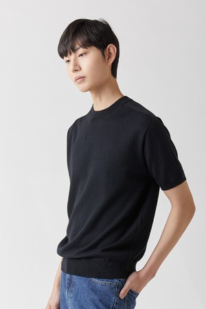 캐시미어 수피마 펀칭 라운드니트 블랙_홀가먼트