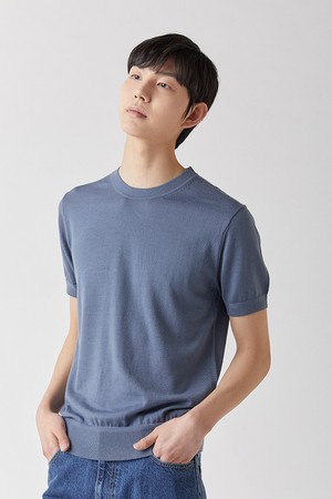 [제냐 이태리 수입원사] Zegna YARN 라운드니트 라이트블루_제냐 썸머울100