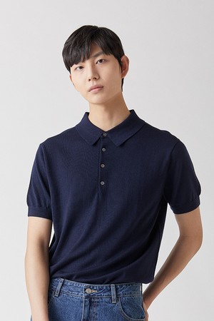 [제냐 이태리 수입원사] Zegna YARN 카라니트 네이비_제냐 썸머울100